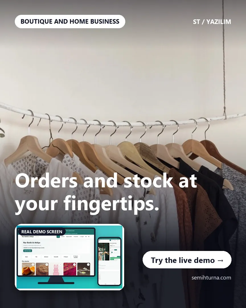 Boutique Order and Stock Panel, Orders and stock at your fingertips.