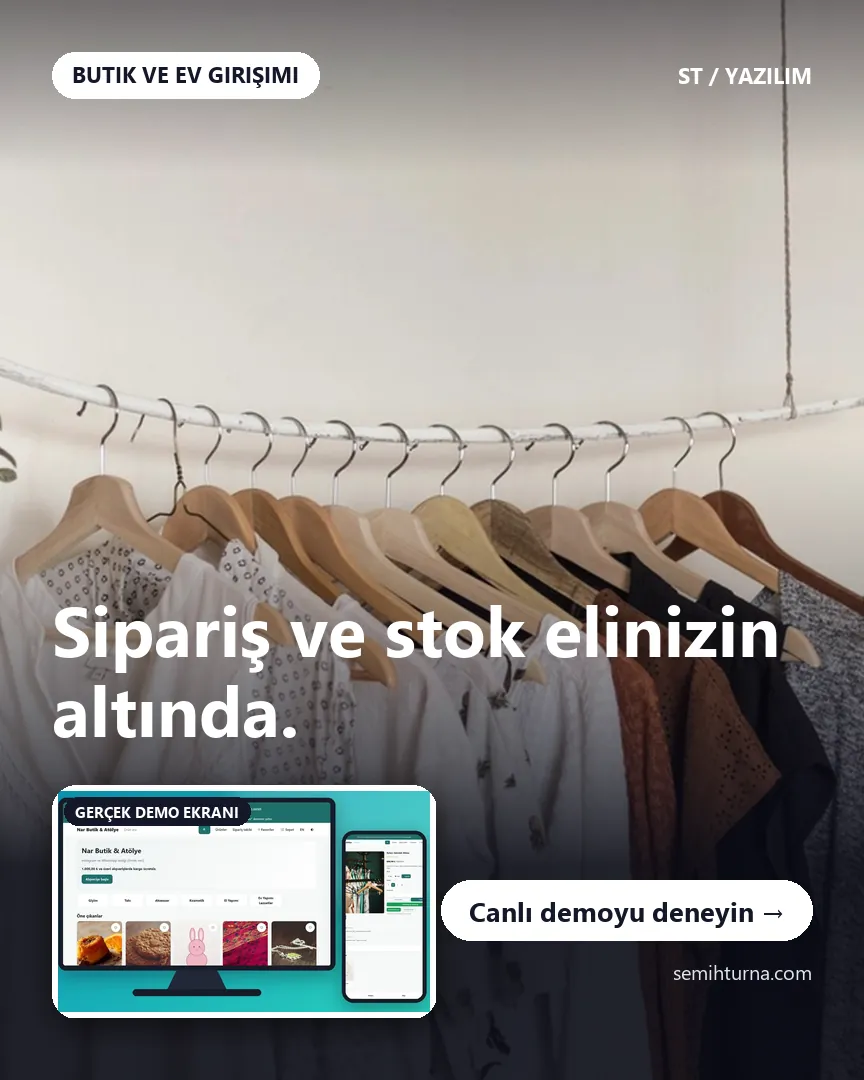 Butik Sipariş ve Stok Paneli, Sipariş ve stok elinizin altında.