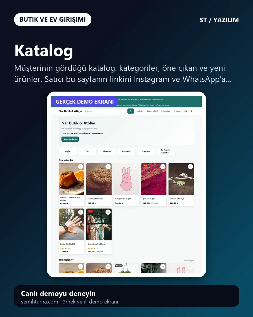 Butik Sipariş ve Stok Paneli, Katalog