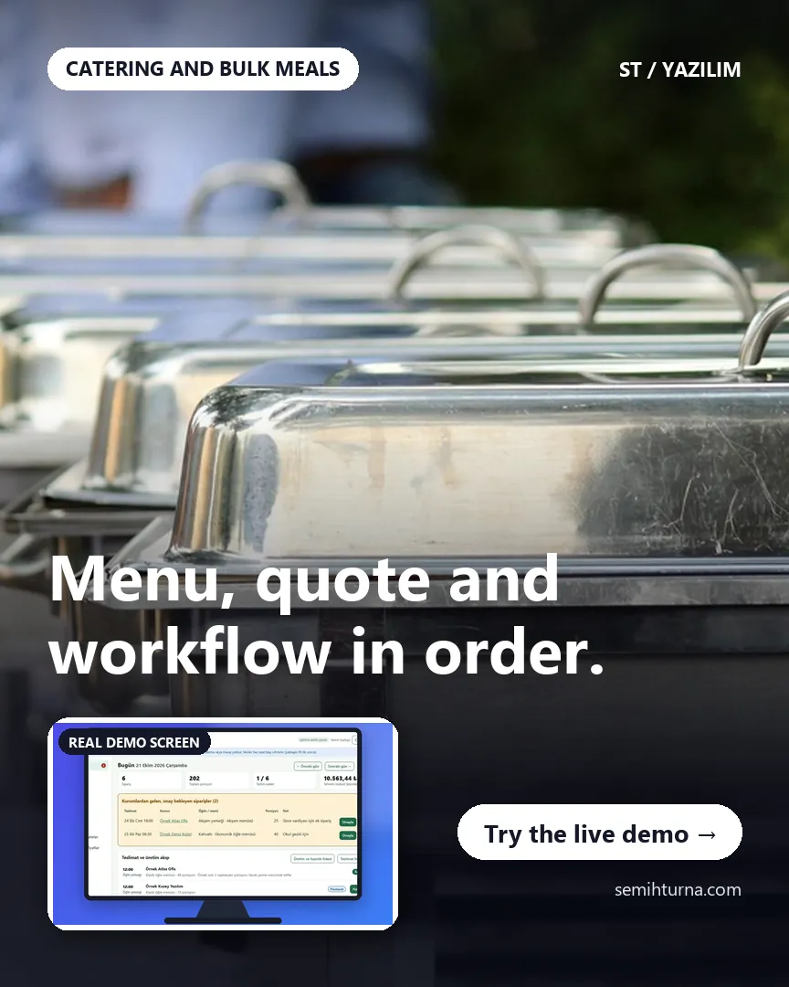 Catering Business Management, Menu, quote and workflow in order.