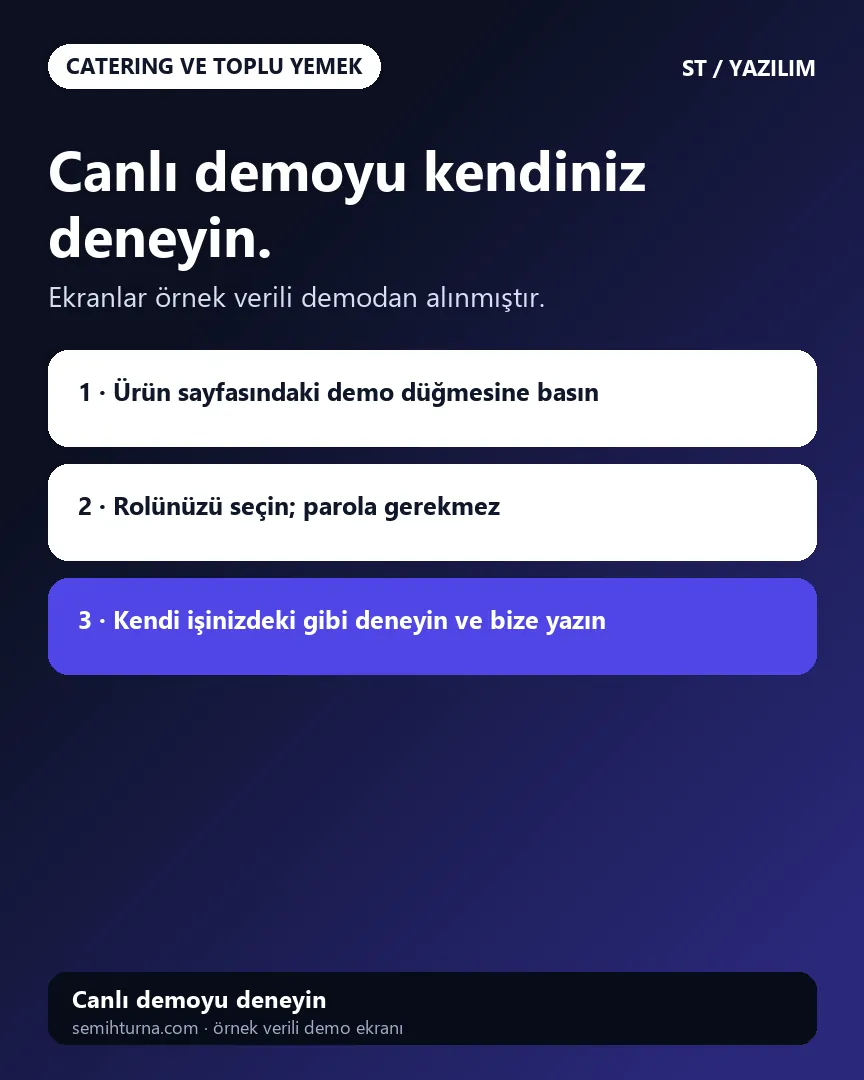 Catering Firma Yönetimi, Canlı demoyu kendiniz deneyin.