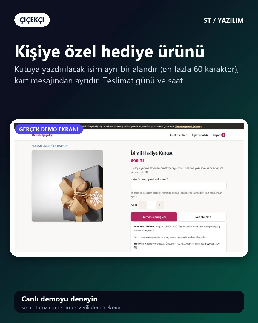 Çiçekçi sipariş ve teslimat yazılımı, Kişiye özel hediye ürünü