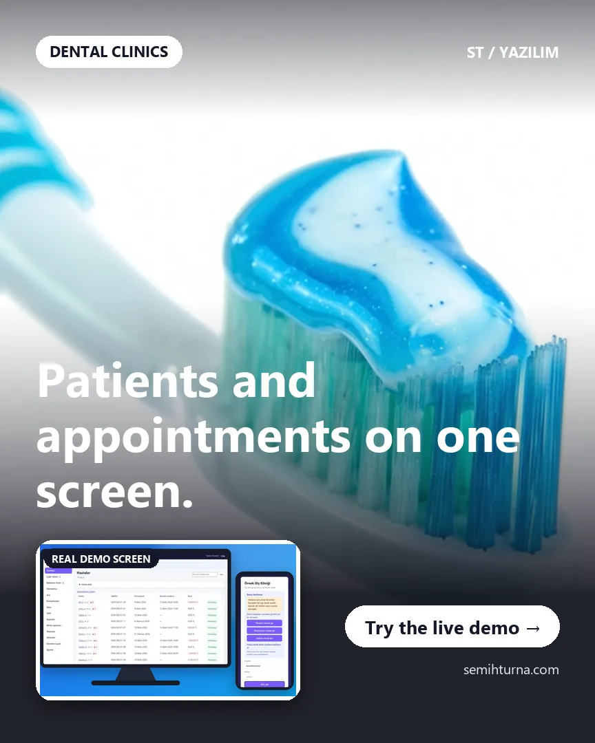Dental Clinic Appointments and Patient Records, Patients and appointments on one screen.