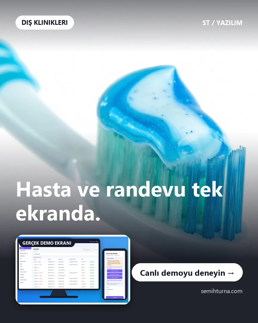 Diş Kliniği Randevu ve Hasta Takibi, Hasta ve randevu tek ekranda.