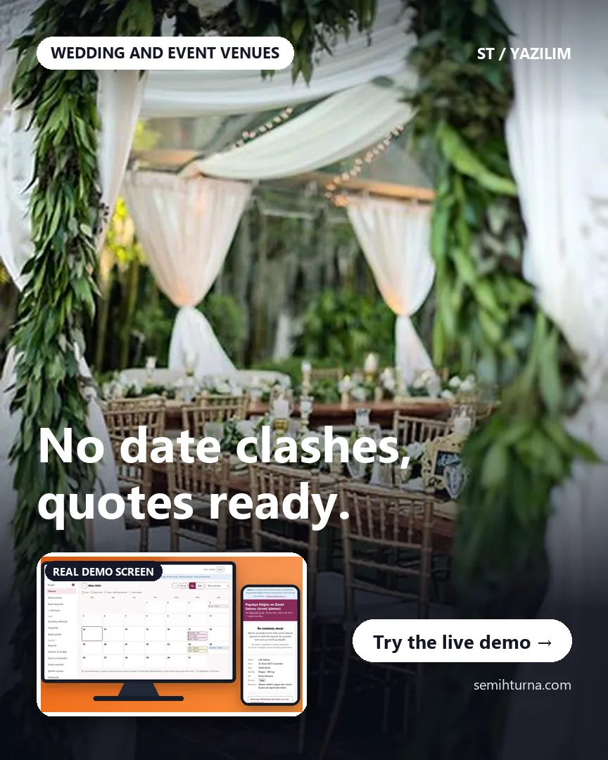 Wedding Venue Booking and Quote Management, No date clashes, quotes ready.