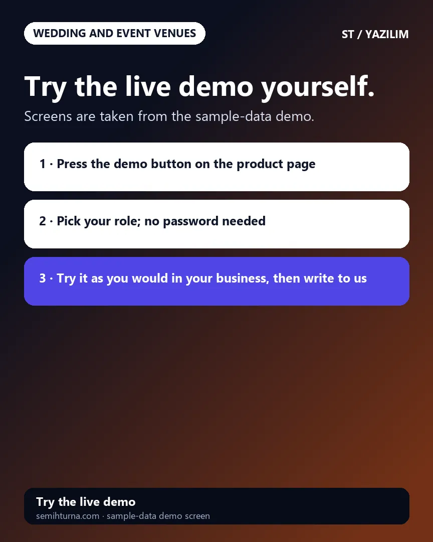 Wedding Venue Booking and Quote Management, Try the live demo yourself.