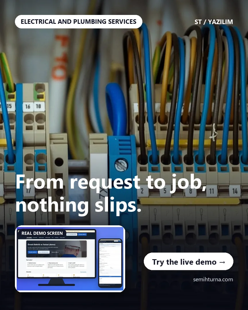 Electrical and Plumbing Service Requests and Job Tracking, From request to job, nothing slips.
