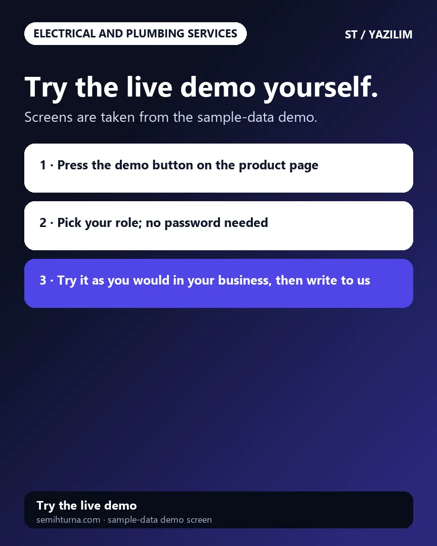 Electrical and Plumbing Service Requests and Job Tracking, Try the live demo yourself.