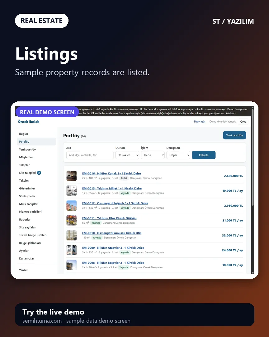 Real Estate Portfolio and Viewing Tracker, Listings