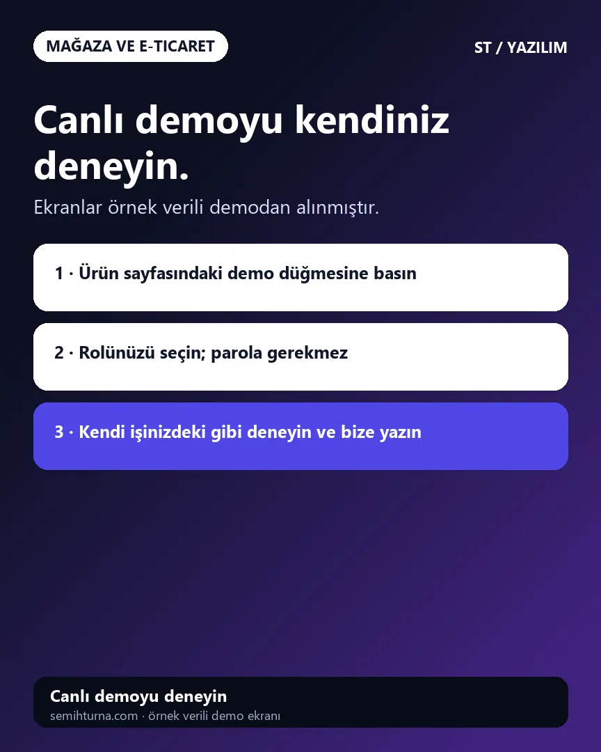 Hazır e-ticaret sitesi ve yazılımı, Canlı demoyu kendiniz deneyin.