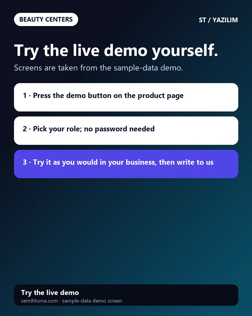 Beauty Center Sessions and Booking, Try the live demo yourself.