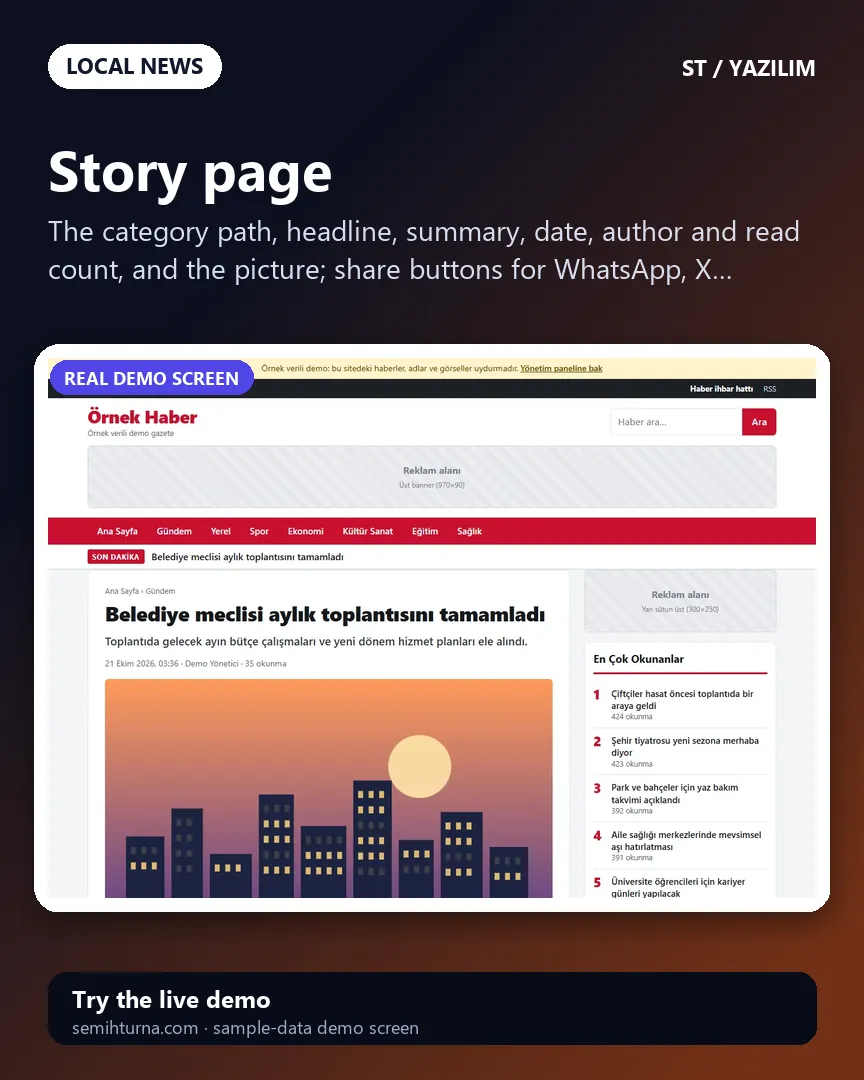 Local news website script, Story page