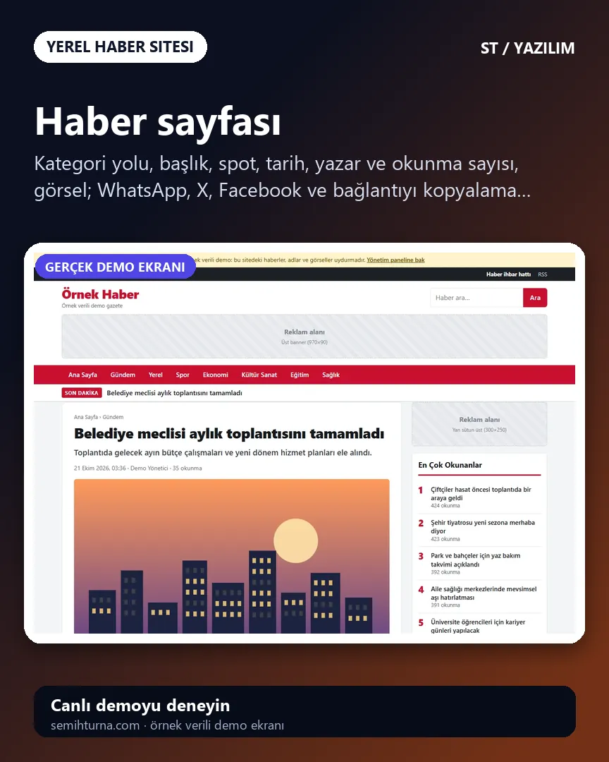 Yerel haber sitesi scripti, Haber sayfası