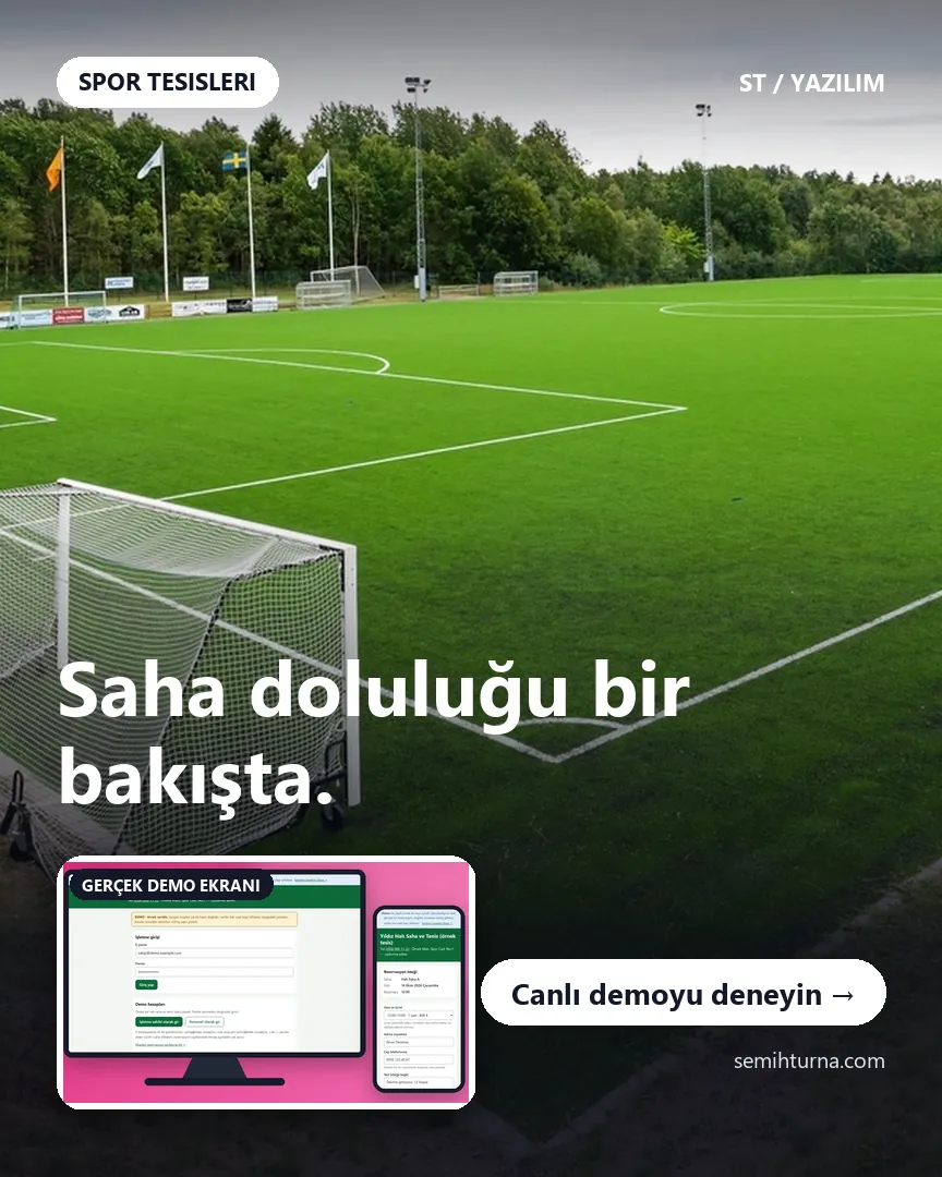 Halı Saha ve Kort Rezervasyon Yönetimi, Saha doluluğu bir bakışta.
