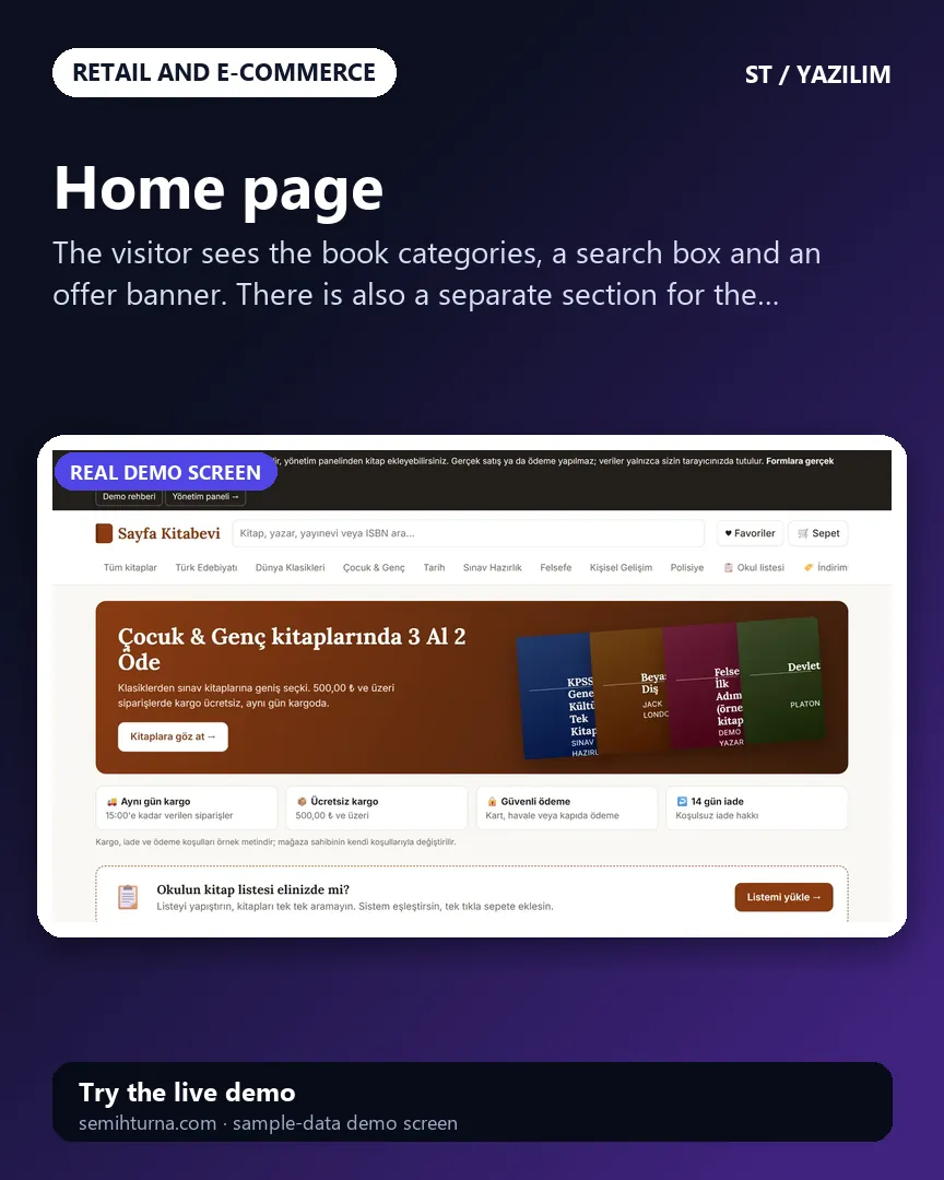 Online bookshop, Home page
