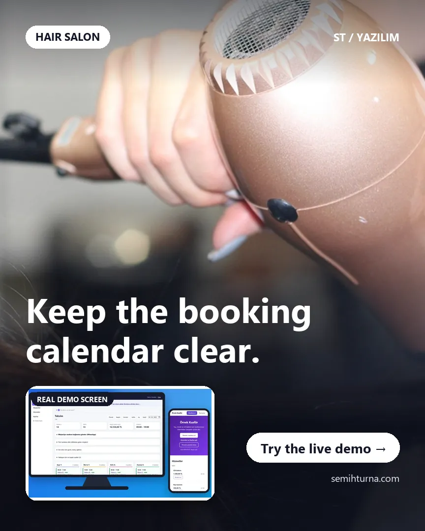 Hair Salon Booking and Business Tracking, Keep the booking calendar clear.