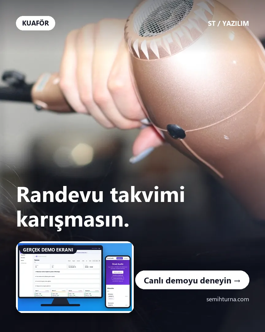 Kuaför Randevu ve İşletme Takibi, Randevu takvimi karışmasın.