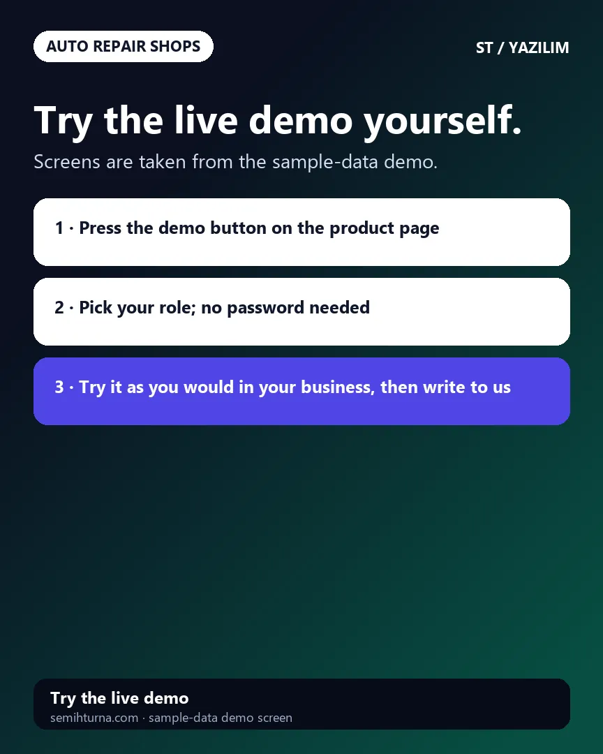 Auto Repair Work Order and Tracking, Try the live demo yourself.
