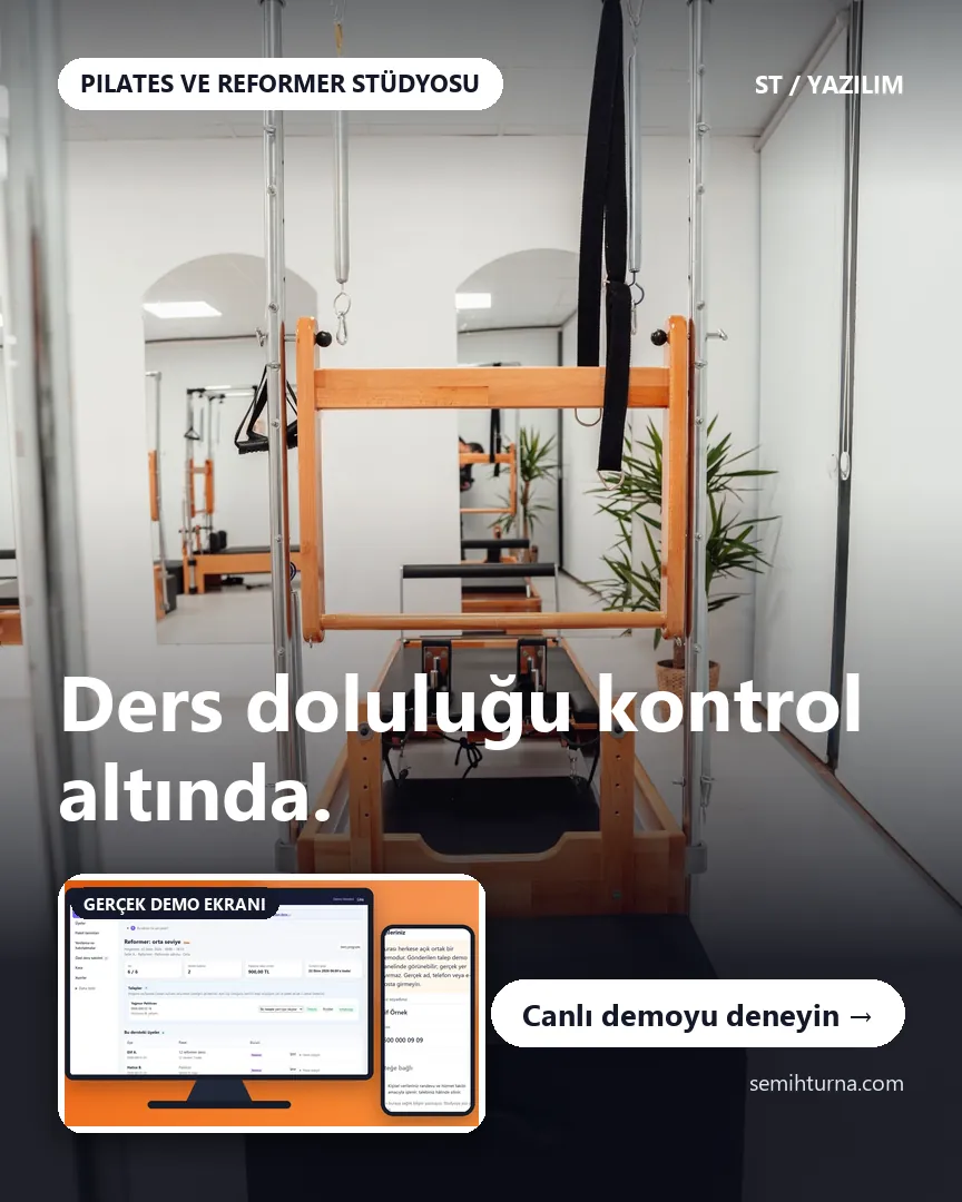 Pilates ve Reformer Stüdyosu Yönetimi, Ders doluluğu kontrol altında.