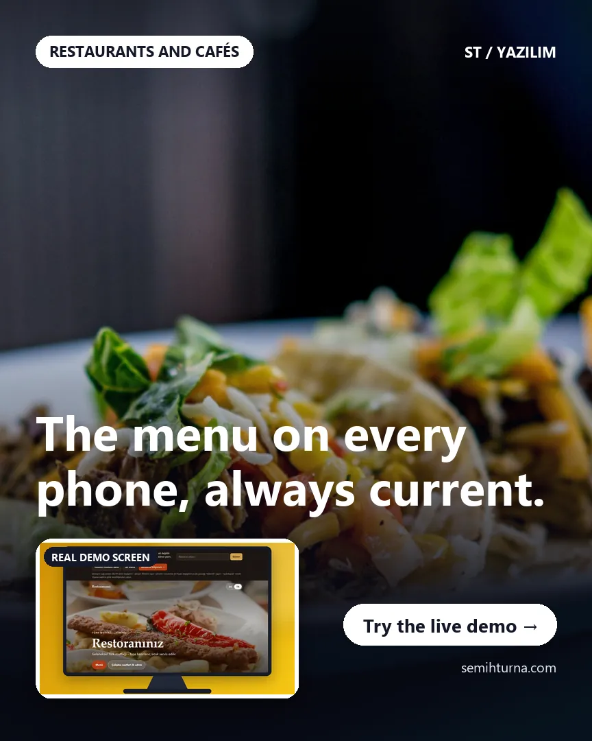 Bilingual restaurant menu, The menu on every phone, always current.