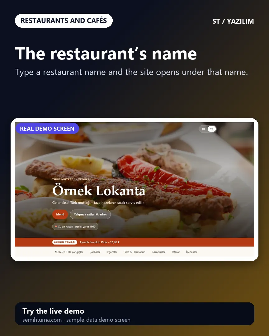 Bilingual restaurant menu, The restaurant’s name