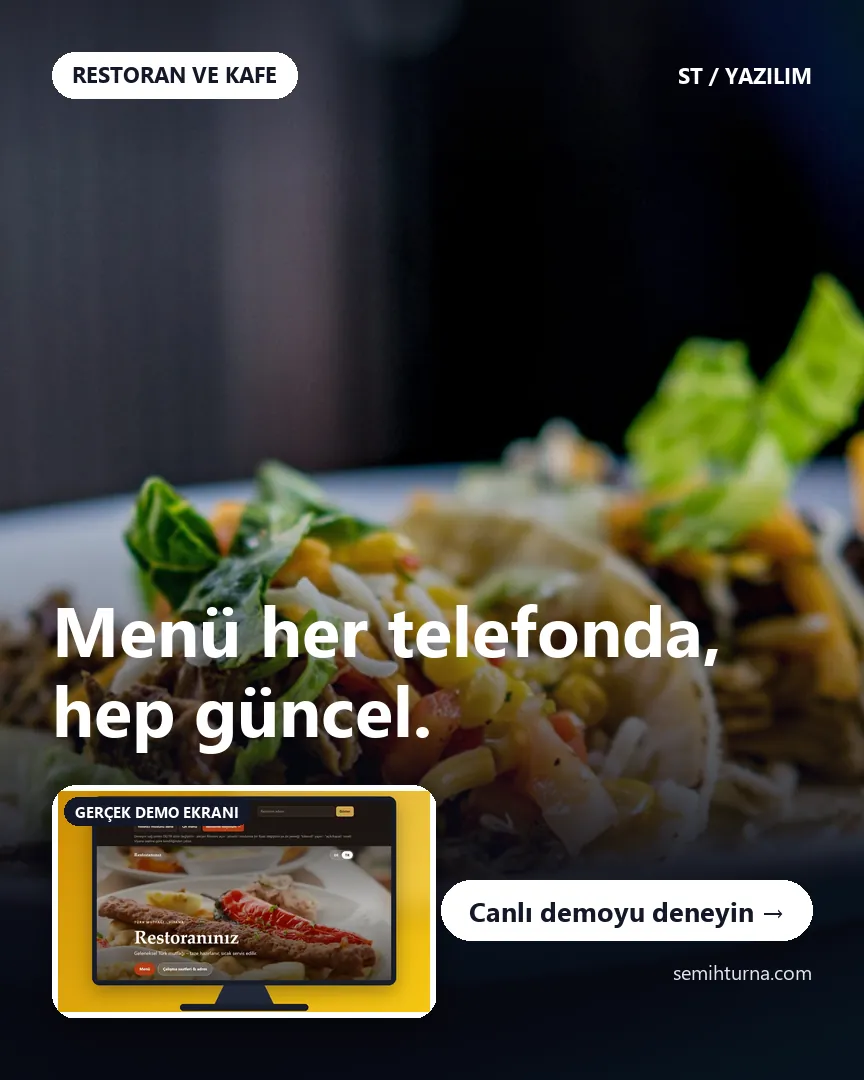 İki dilli restoran menüsü, Menü her telefonda, hep güncel.
