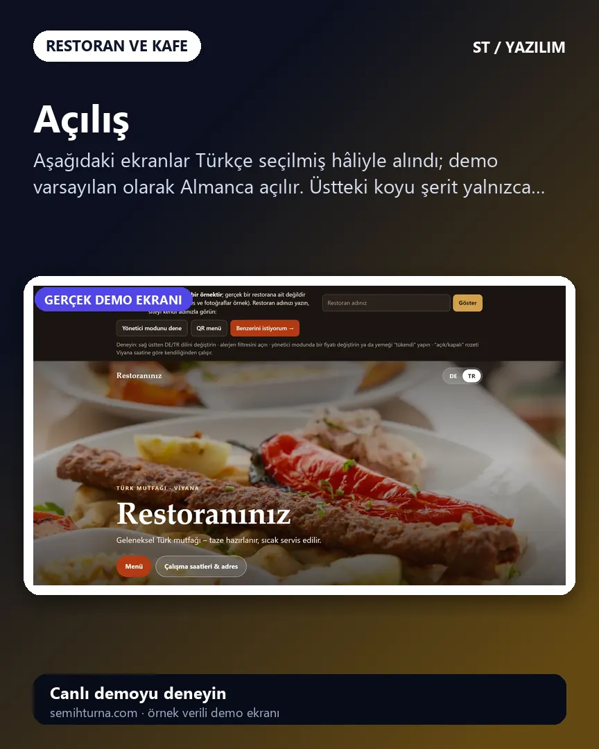 İki dilli restoran menüsü, Açılış