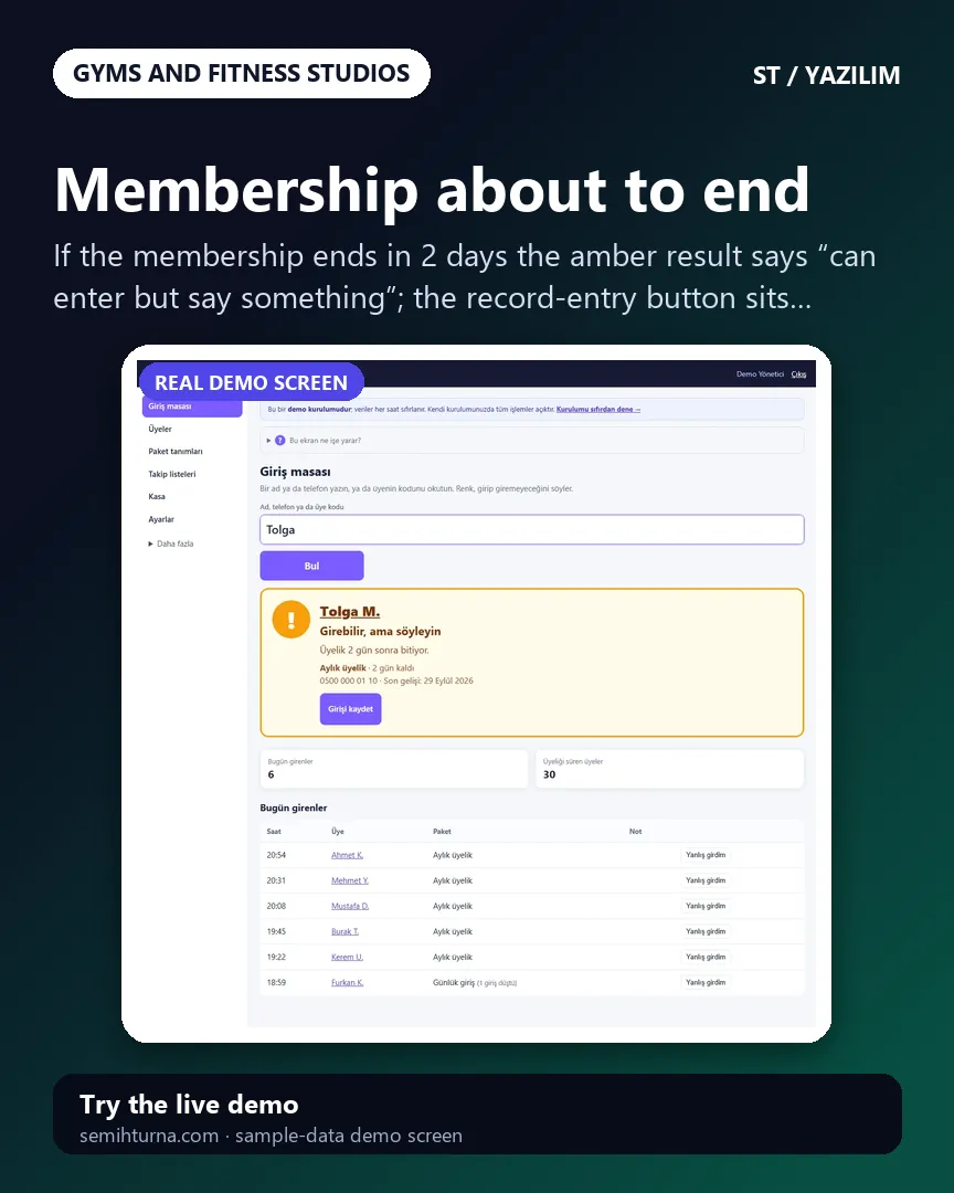 Gym and Fitness Membership Tracking, Membership about to end