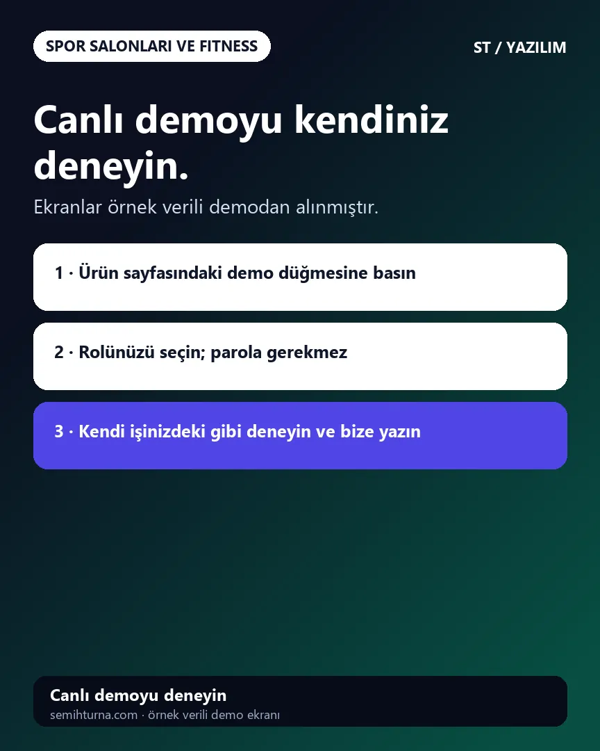 Spor Salonu Üye ve Paket Takibi, Canlı demoyu kendiniz deneyin.