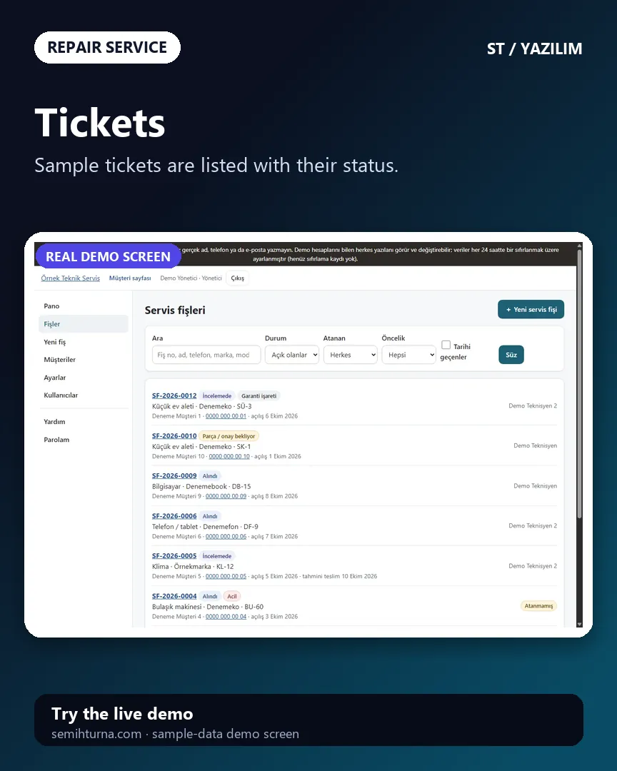 Repair Service and Ticket Tracker, Tickets