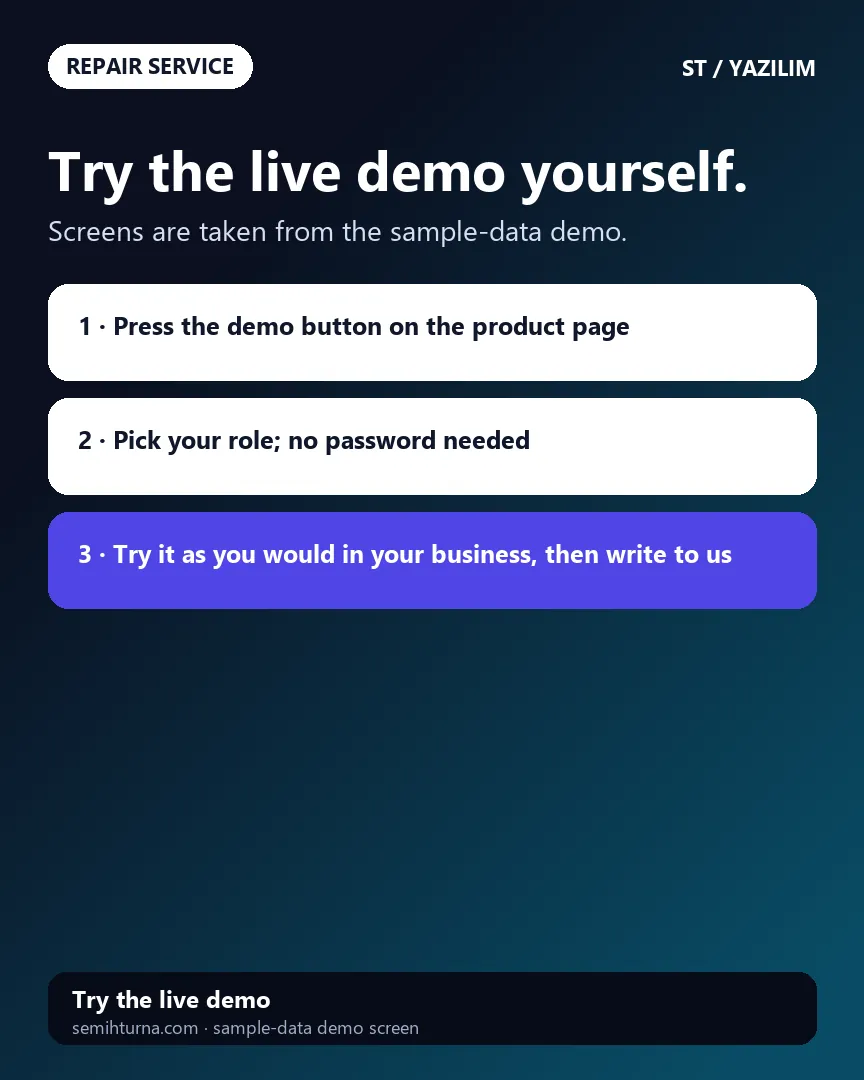 Repair Service and Ticket Tracker, Try the live demo yourself.