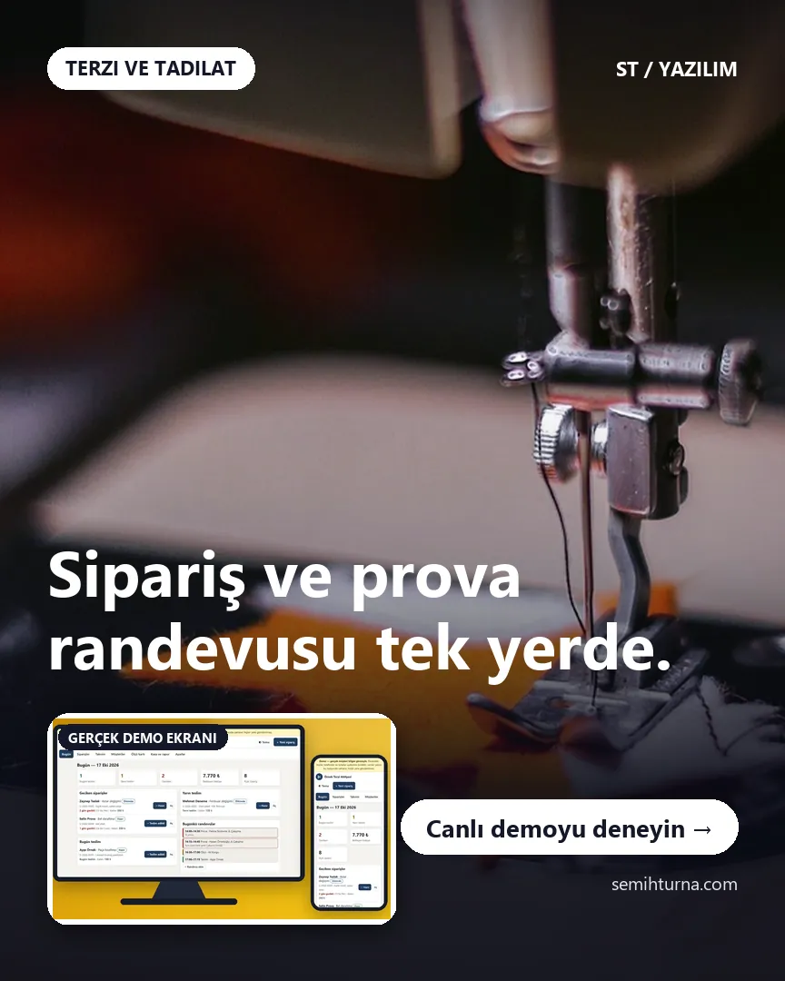 Terzi ve Tadilat Sipariş ve Randevu Takibi, Sipariş ve prova randevusu tek yerde.