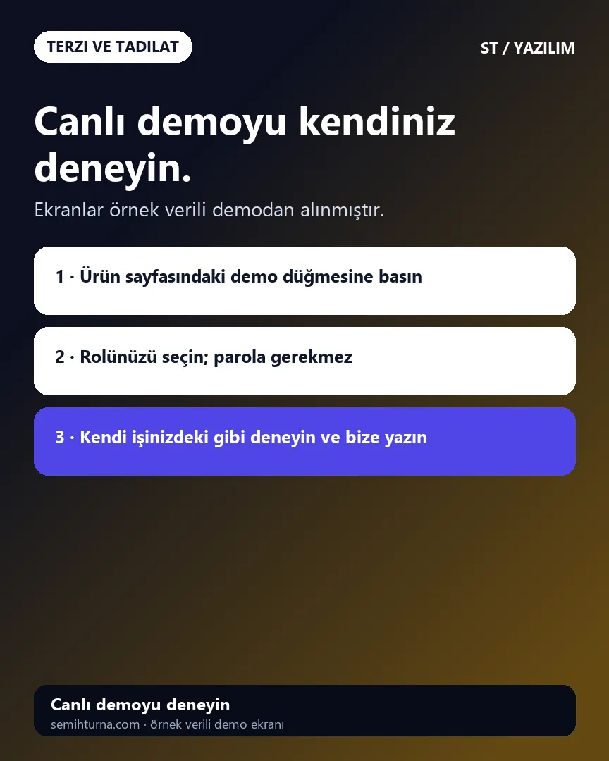 Terzi ve Tadilat Sipariş ve Randevu Takibi, Canlı demoyu kendiniz deneyin.
