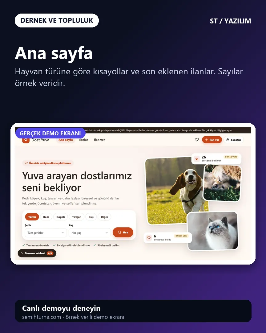 Dost Yuva, Ana sayfa
