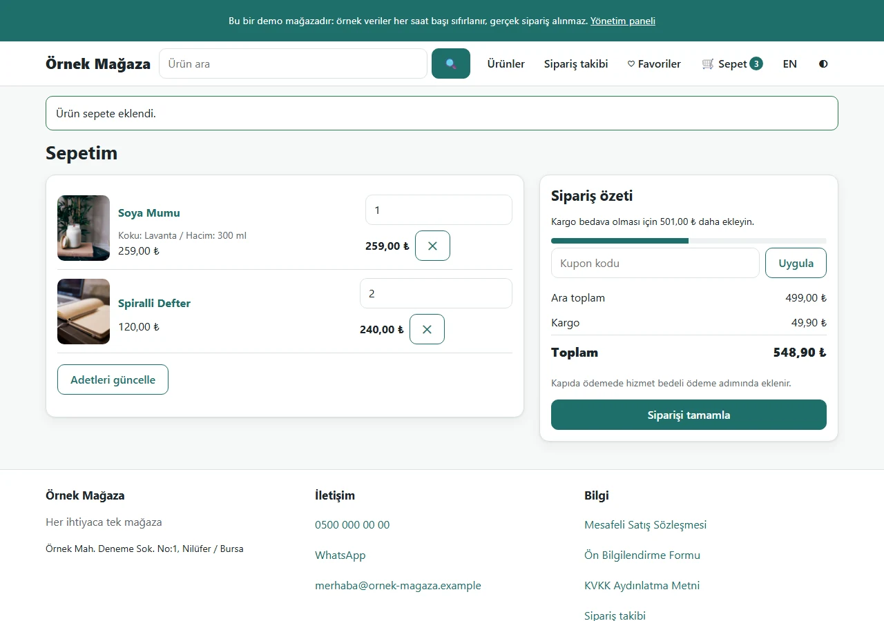 Ready-made e-commerce site and software: Cart, sample data