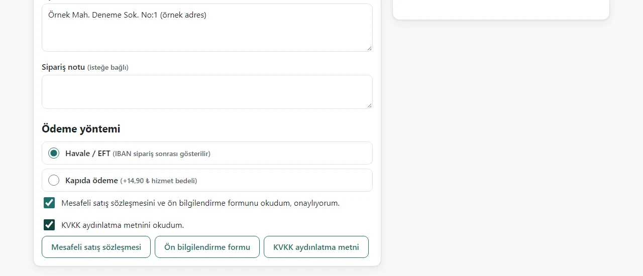 Ready-made e-commerce site and software: Guest checkout: payment part, sample data